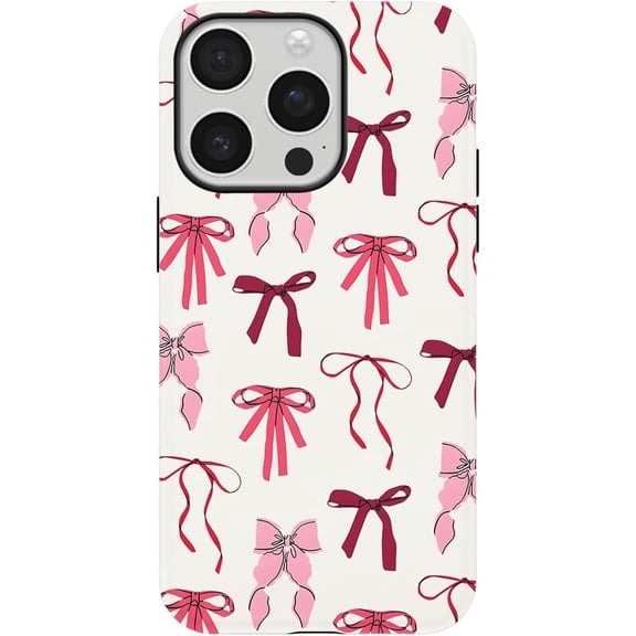 FRKSMD-for iPhone 13 Pro Max Case, Cute Bow Ribbon Phone Case for Women Girl, Aesthetic Shockproof Hybrid 2-Layer Hard Shell Protective Cover, Pink