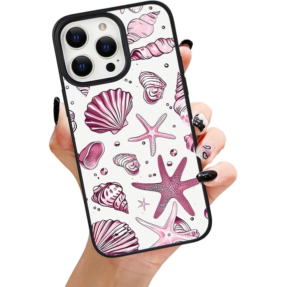 FRKSMD-for iPhone 16 Pro Max Magnetic Case,Cute Coastal Beach Summer Pink Seashell Shell Aesthetics with Compatible with Magsafe for Women Girls Silicone Shockproof Case for iPhone 16 Pro Max-Pink