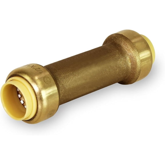 FRKSMD-verflow Pushlock UPRC1212 1/2 Inch Long Push x Push Slip Coupling for Push-Fit Fittings, Made WDZR Forged Brass, Connects PEX, CPVC, Copper and Pre-Lubricated Quick Installation