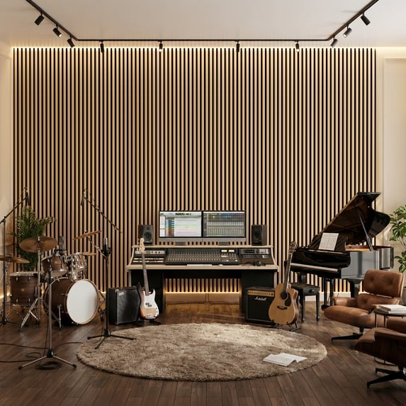 FRMALL Half-Round Acoustic Wood Slat Wall Panels, 4-Pack, 94" x 8 ...