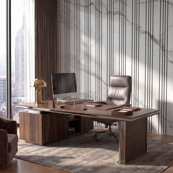 Fahomiss Modern Striped Acoustic Wood Slat Tiles 8-Pack 24"x24", 3D Soundproof Wall Panel, Marble