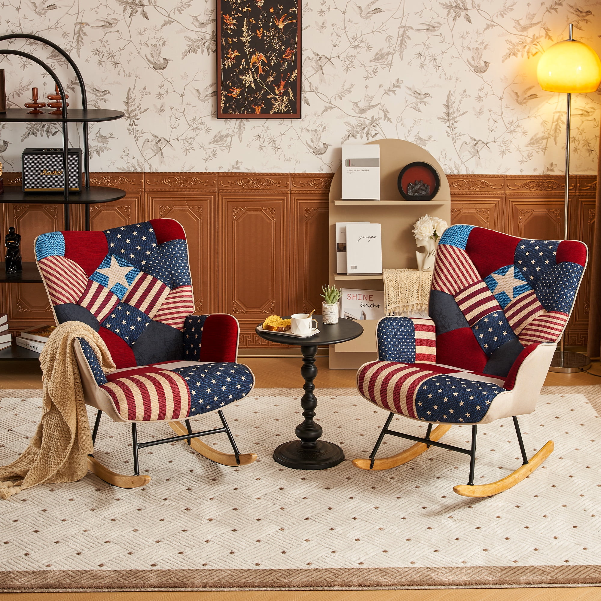FRMALL Nursery Rocking Chairs Accent Chair Set of 2 for Baby Flag Red Walmart