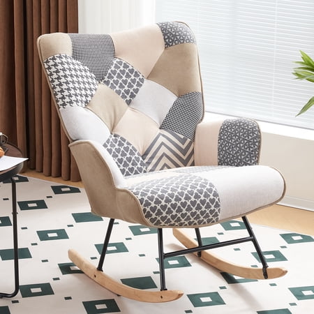 FRMALL Nursery Rocking Chairs Accent Chair for Baby, Gray