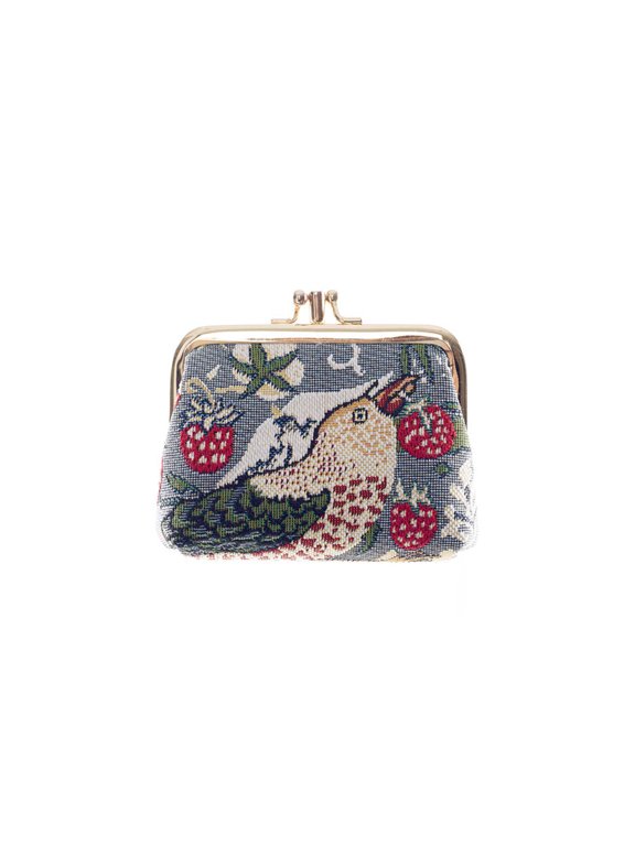 Strawberry Thief Grey Coin Clasp Frame Purse