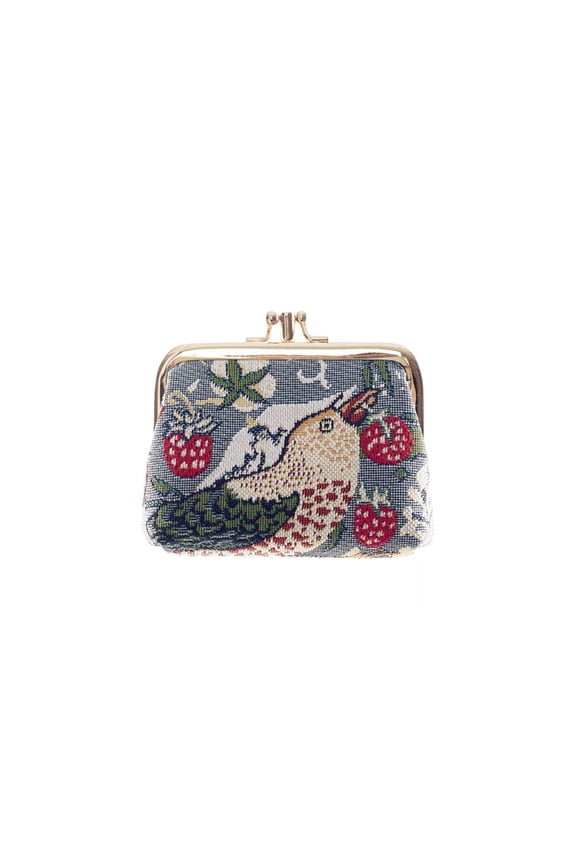 Strawberry Thief Grey Coin Clasp Frame Purse