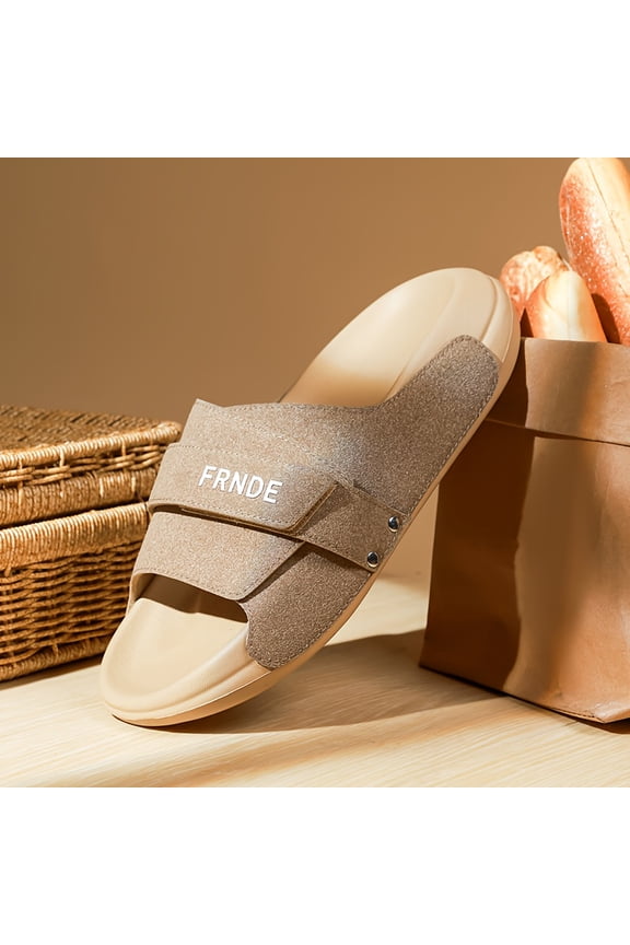 FRNDE - Fashionable Men's Open-Toe Slippers, High-End Design with Adjustable Strap, Anti-Slip Upper, 1.97inch Thick Cloud-Like Sole, Suitable for Daily Casual Wear, Home, Indoor, and Outdoor Use