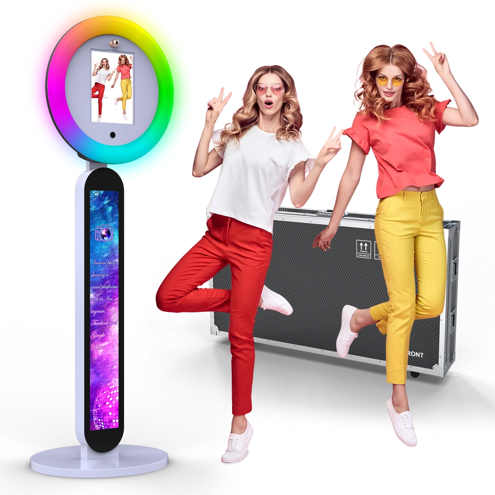 FROECTRY Photo Booth Compatible with Any Ipad Photo Booth with Software APP Control Ring Box Music Sync IPad Selfie Machine Flight Case