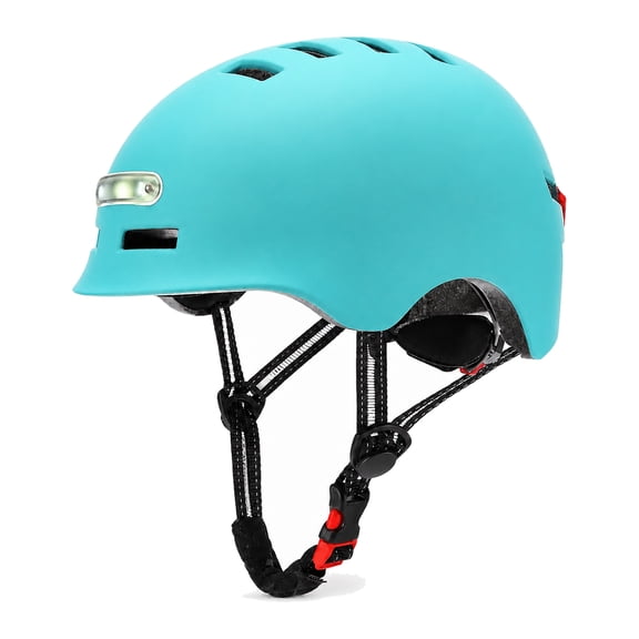 FROFILE Adult Urban Bike & Skate Helmet with Front & Rear LED Lights for Commuting, Medium, 21.3–22.4 in, Matte Blue