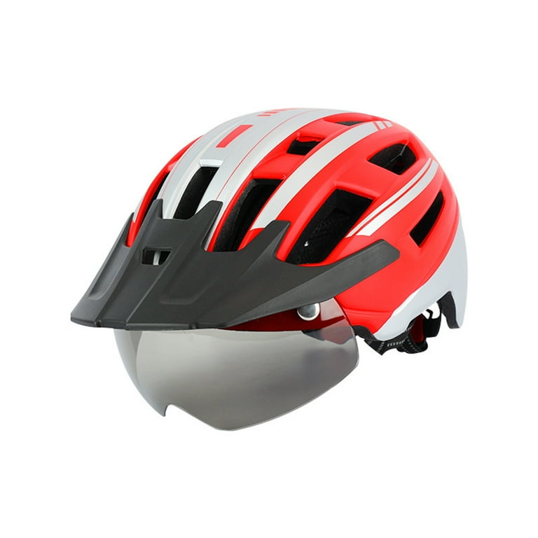 FROFILE Bike Helmet for Men Women Bicycle Helmet with Detachable Visor Goggle with Protective Mesh Safety Commute Mountain Road MTB Ebikes Cycling Helmet for Adults Youth Red White Walmart