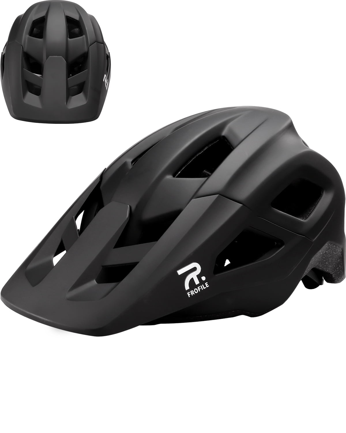 FROFILE Mountain Bike Helmet for Adult - Pinch-Free Magnetic Buckle, Black, CPSC Certificated MTB Bicycle Helmets with Detachable Visor for Men & Women