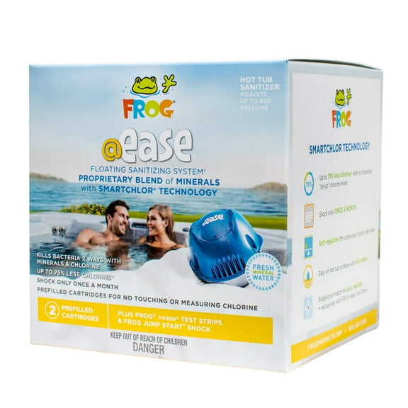 FROG @Ease Floating System for Hot Tubs - Quick & Easy Self-Regulating Hot Tub Sanitizer - Hot Tub Maintenance System with Sanitizing Minerals & SmartChlor Technology