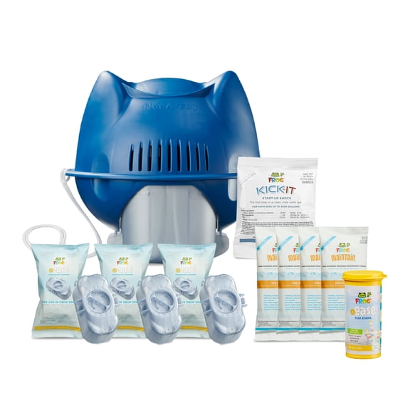 FROG @Ease Floating System for Swim Spas - Quick & Easy Self-Regulating Swim Spa Sanitizer - Swim Spa Maintenance System with Sanitizing Minerals & SmartChlor Technology - 4 Month Bundle+