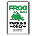 thumbnail image 1 of FROG FREAK Aluminum Sign animals green pond amphibian toad Kermit tadpoles bullfrog | Indoor/Outdoor | 14" Tall, 1 of 4