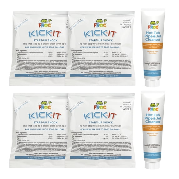 FROG Kick-It and Pipe & Jet Cleanser for Swim Spas - Start-Up Chlorine Shock and Multi Dose Deep Clean Purge Cleaner - Swim Spa Set Up & Treatment - Fresh Start Bundle+