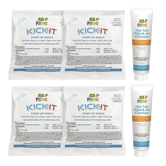 FROG Kick-It and Pipe & Jet Cleanser for Swim Spas - Start-Up Chlorine Shock and Multi Dose Deep Clean Purge Cleaner - Swim Spa Set Up & Treatment - Fresh Start Bundle+