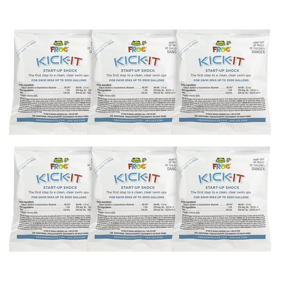 FROG Kick-It for Swim Spas - Start-Up Chlorine Shock Removes Organic Contaminants & Establishes Chlorine Level - Swim Spa Set Up & Treatment - 6 Pack