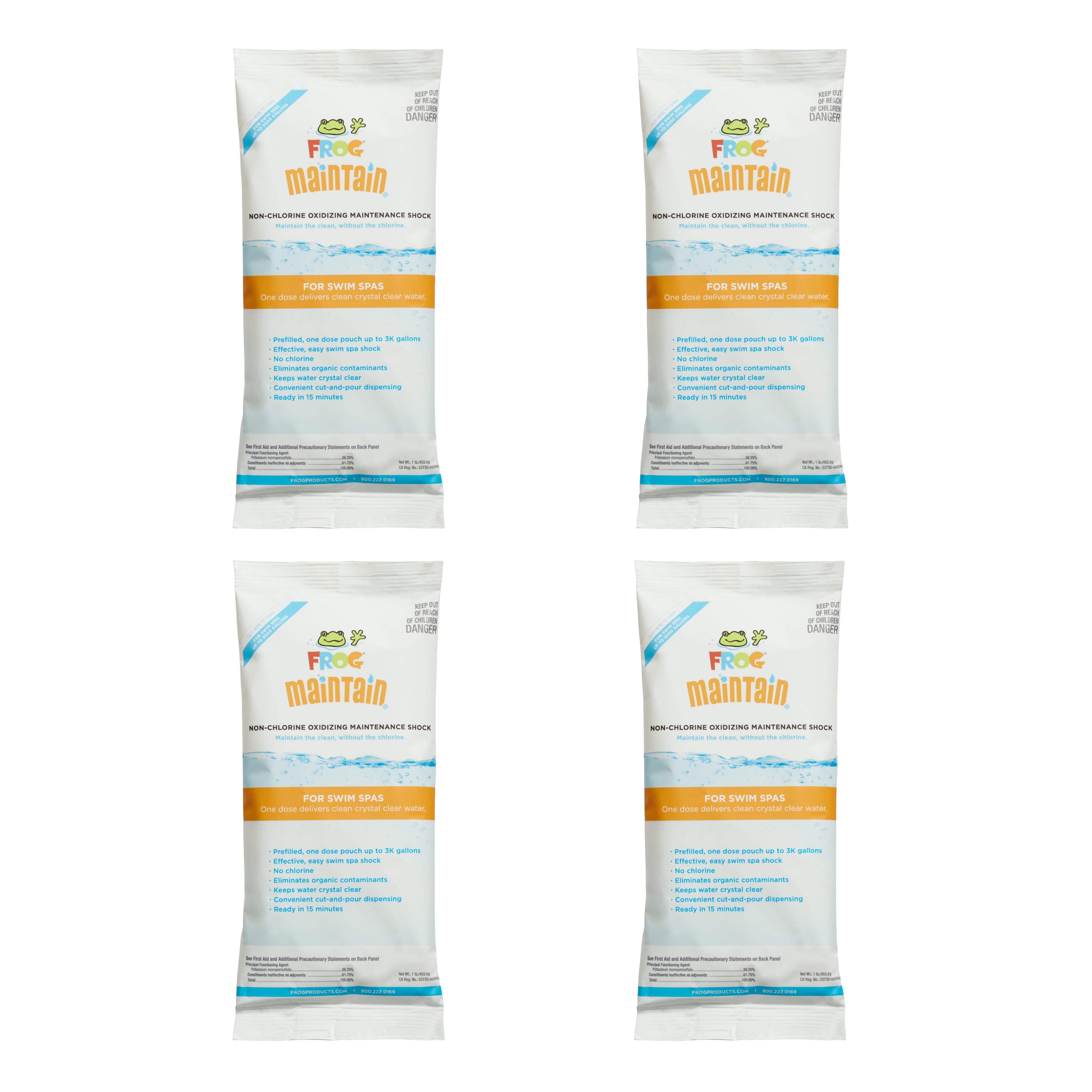 FROG Maintain for Swim Spas - Non-Chlorine Shock for use with Swim Spa FROG @Ease Floating System - Single Dose Packets for Easy Swim Spa Maintenance & Treatment - 4 Pack