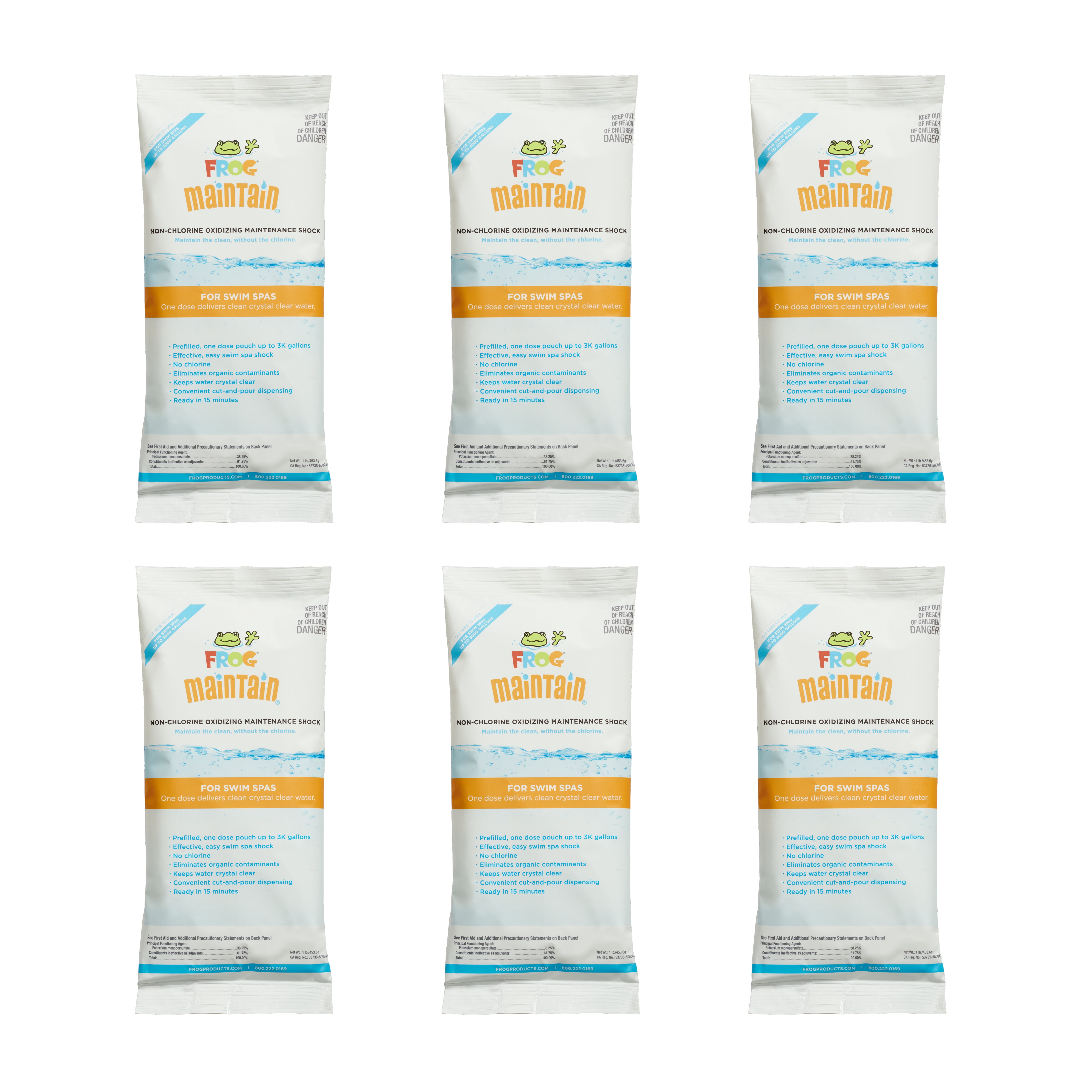 FROG Maintain for Swim Spas - Non-Chlorine Shock for use with Swim Spa FROG @Ease Floating System - Single Dose Packets for Easy Swim Spa Maintenance & Treatment - 6 Pack