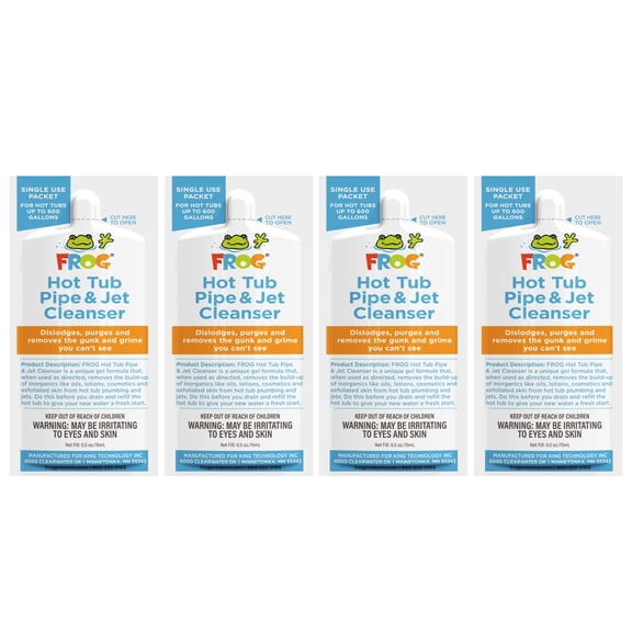 FROG Pipe & Jet Cleanser for Hot Tubs - Single-Dose, Deep-Clean Purge Cleaner Packets for Clear Water - Prefilled for Hot Tubs up to 600 Gallons - 4 Pack