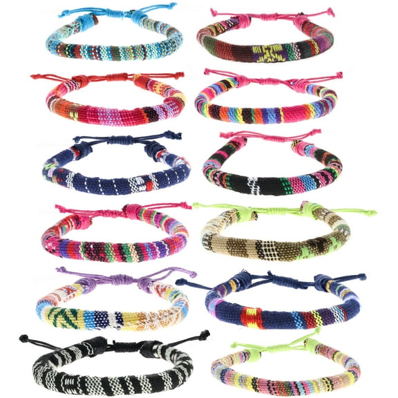 FROG SAC 12 Adjustable Rope Bracelets for Women and Men, Round Boho Woven String Friendship Bracelets