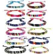FROG SAC 12 Adjustable Rope Bracelets for Women and Men, Round Boho Woven String Friendship Bracelets