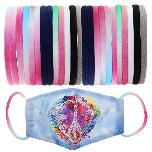FROG SAC 24 Soft Baby Nylon Headbands, Elastic Hairbands for Infant Toddlers Kids, Thin Stretch Elastic Head Band, Seamless Ponytail Holder