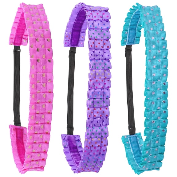 FROG SAC 3 Polka Dot Headbands for Girls, Adjustable No Slip Headband for Kids, Pleated Metallic Girl Hair Accessories (Polka Dot)