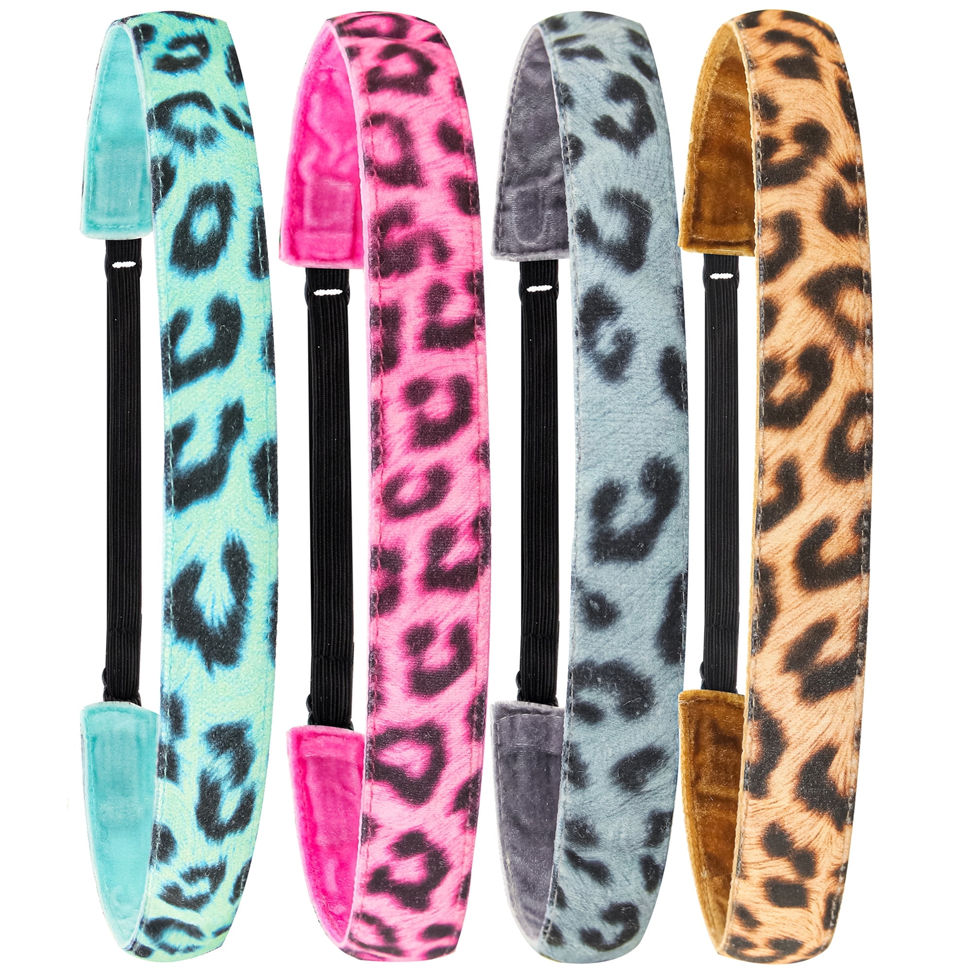 FROG SAC 4 Cheetah Headbands for Girls, Reversible Nonslip 