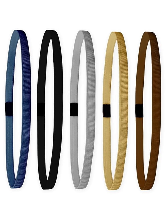 5 Sports Headbands for Girls, Athletic Head Bands for Women (Solid Neutral)