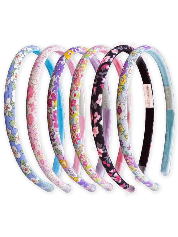 6 Headbands for Girls - Thin Floral Head Bands for Kids, Non Slip Flower Hair Band Accessories for Toddlers, Little Girl Headband, Easter Basket Fillers Stocking Stuffers
