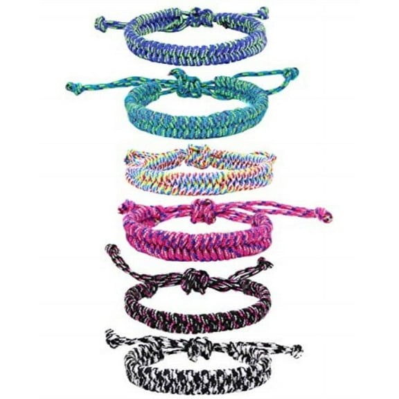 FROG SAC 6 Paracord Friendship Bracelets for Girls, Parachute Cord Braided Bracelet Set, Woven Braid String Jewelry, Easter Basket Fillers for Teens, Teenage Stocking Stuffers, Camping Party Favors