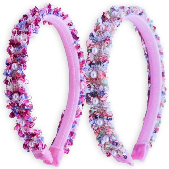 FROG SAC Confetti Headbands for Girls, Rainbow Pearl Head Bands for Kids, Cute Fashion Girl Hair Accessories