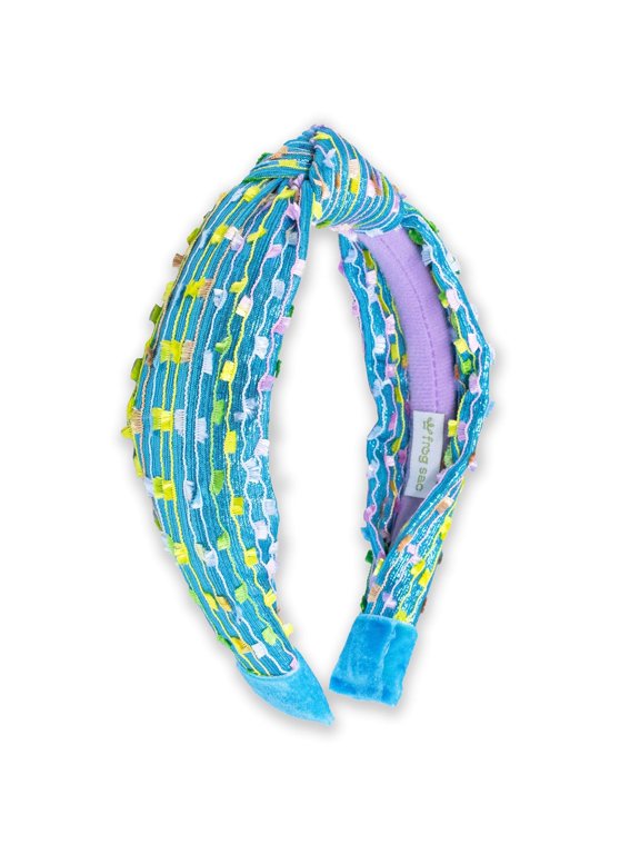 Confetti Knotted Headband for Girls, Knot Hair Bands for Kids, Cute Fashion Fabric Head Band (Blue)