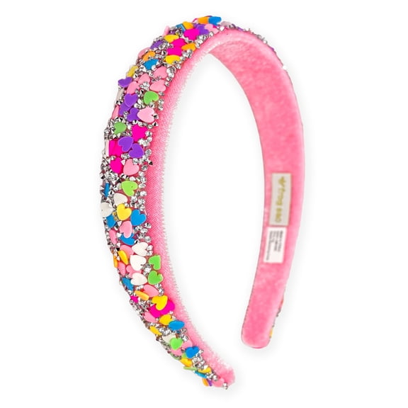 FROG SAC Headbands for Girls - Heart Head Bands for Kids, Wide Rainbow Hair Band for Little Girl, Sparkly Hair Accessories for Toddler Children, Easter Basket Stocking Stuffers (Rainbow Hearts)
