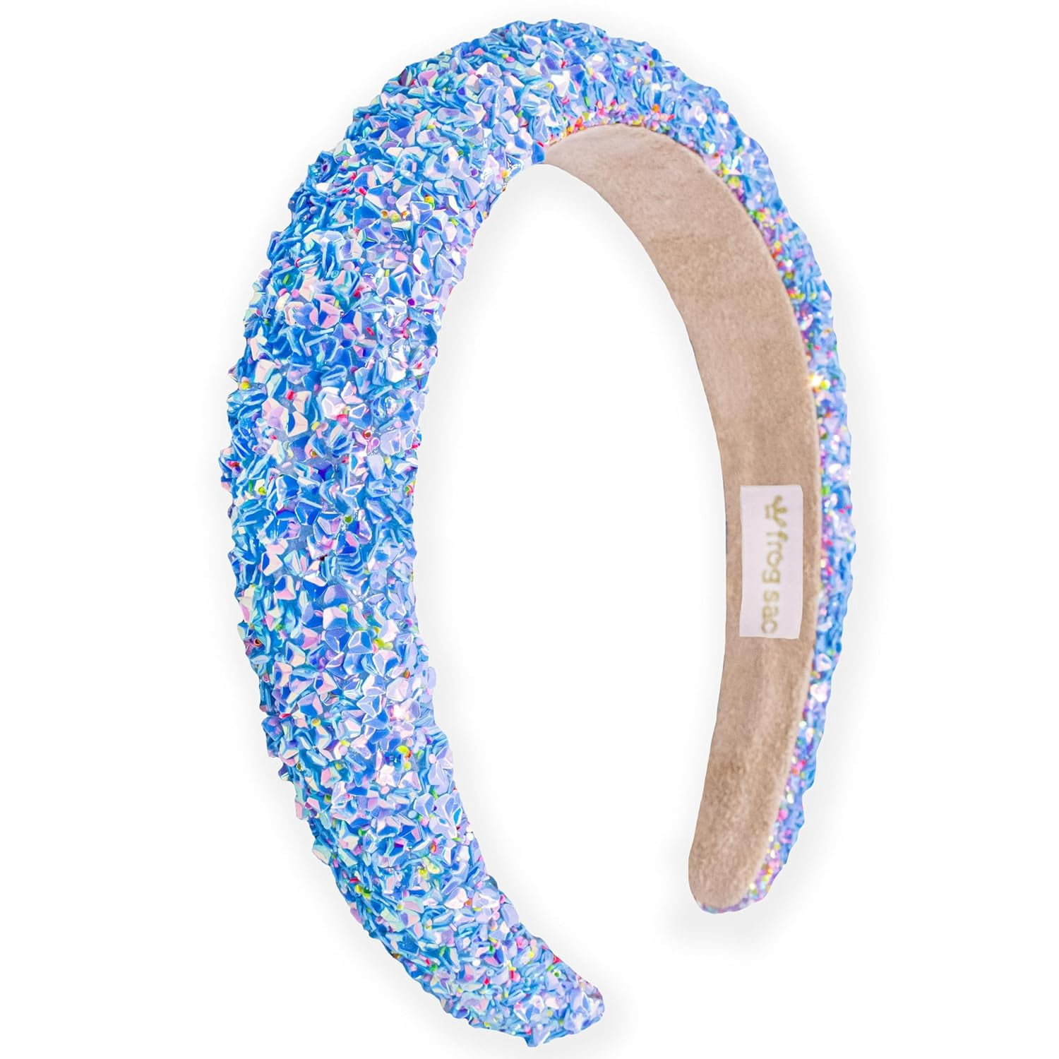 FROG SAC Headbands for Girls - Rainbow Sequin Padded Head 