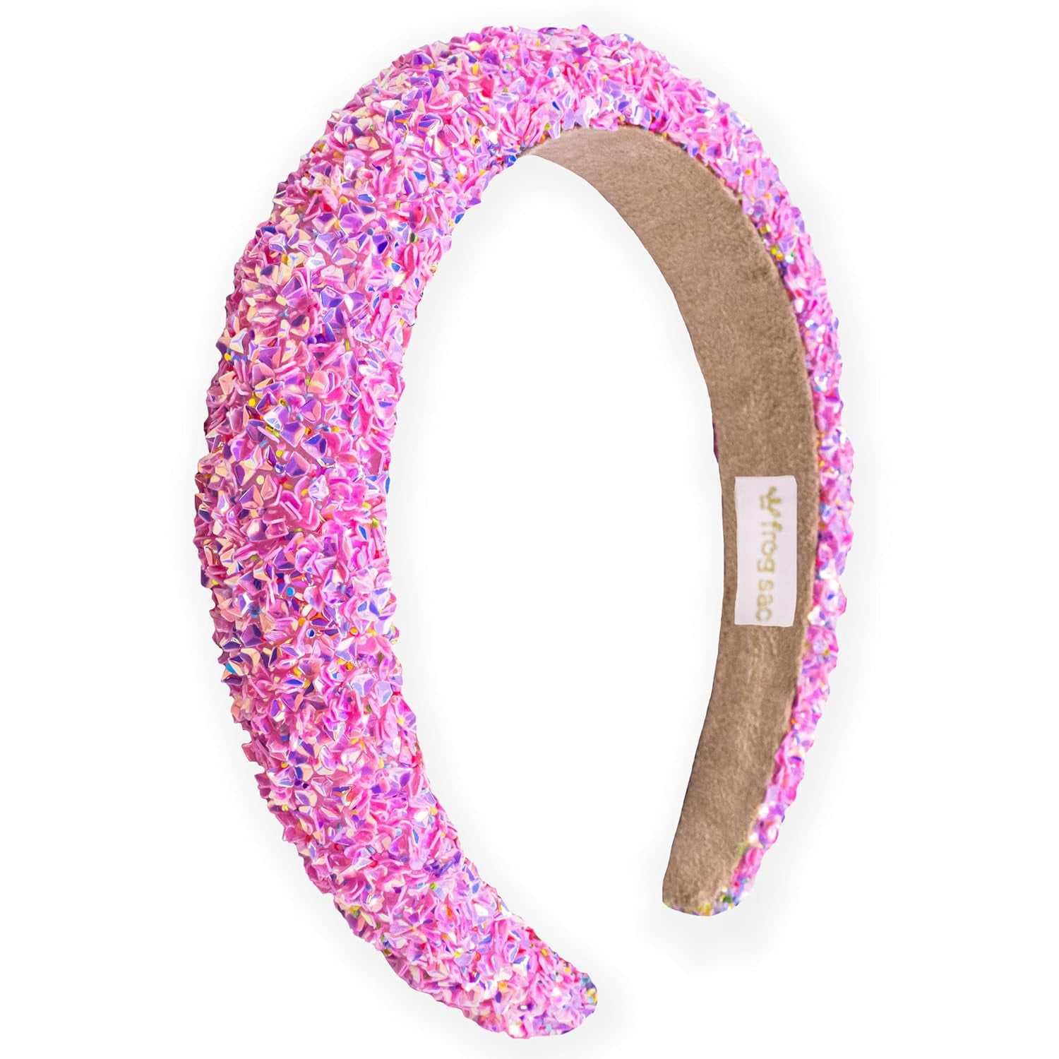 FROG SAC Headbands for Girls - Rainbow Sequin Padded Head 