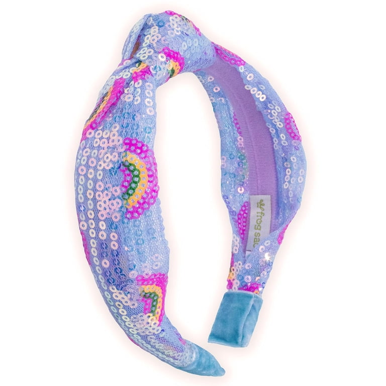 FROG SAC Knot Headband for Girls - Rainbow Sequin Knotted  display picture 2
