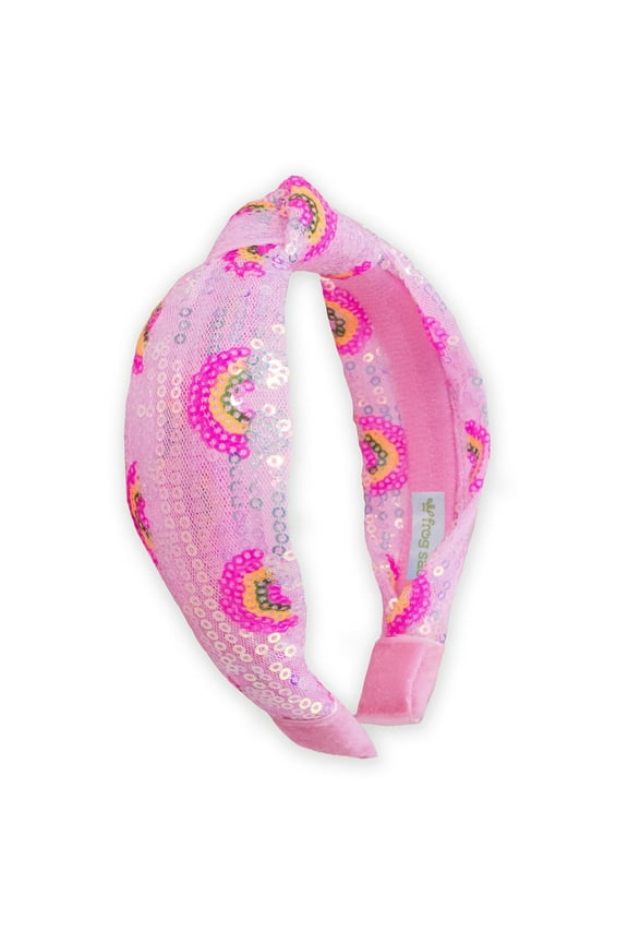 Knot Headband for Girls - Rainbow Sequin Knotted Headbands for Kids, Sparkly Hair Bands for Toddlers, Little Girl Pink Head Band Hair Accessories