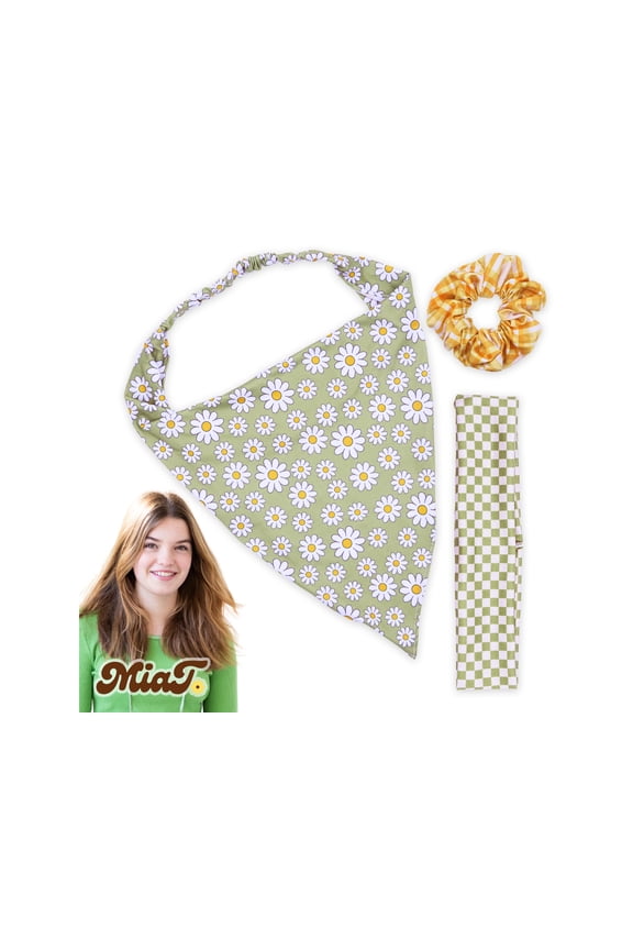 & Mia Talerico Hair Scarf Headbands for Girls, Flower Headband Scarf Bandanas, Floral Bandana Head Bands for Women (Olive)