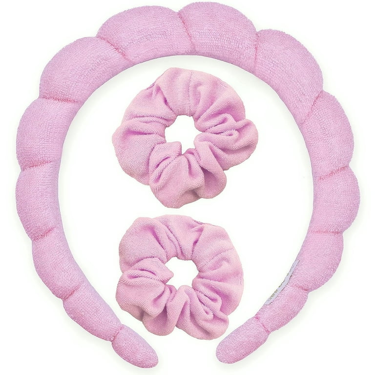 2pcs Pink Patterned Headband and Scrunchie Set 2pcs Pink Headband with Matching Scrunchie Hair Tie main image 3