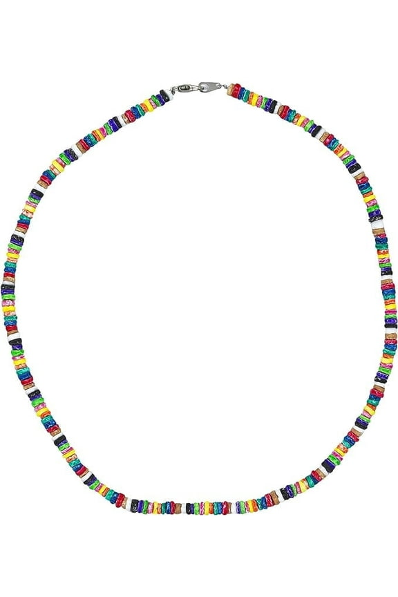 Puka Shell Necklace - Rainbow Surfer Choker with Seashell Disc Beads, Tie Dye Heishi Shells Necklaces for Women, Hawaiian Surfer Beach Jewelry Chokers