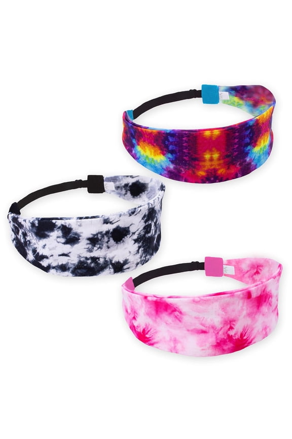 Sport Headbands for Girls, Adjustable Non Slip Athletic Sports Hair Bands for Women, Stretch Elastic Workout Mesh Headband for Yoga Running Exercise Soccer (Tie Dye)