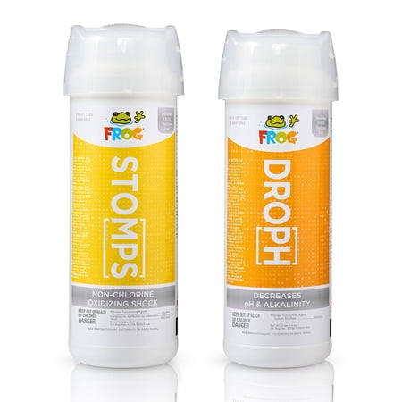 FROG StoMPS Non-Chlorine Shock Oxidizer & DropH pH and Total Alkalinity Decreaser for Hot Tubs and Swim Spas - 2 & 3 lb Bottles with TruDose Measuring Caps for Easy Maintenance & Balancing