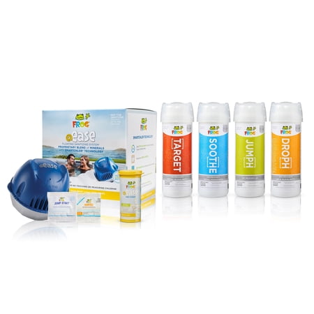 FROG @ease Floating System and Balancing Starter Kit for Hot Tubs with 1 Pack of FROG Maintain - Self-Regulating Hot Tub Sanitizer and Water Balancer Chemicals - Maintenance Bundle