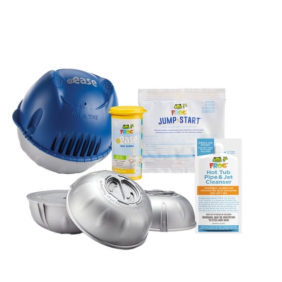 FROG @ease Floating System and Pipe & Jet Cleanser for Hot Tubs - Self-Regulating Hot Tub Sanitizer and Deep Clean Purge - Sanitizing Minerals & SmartChlor Technology - 4 Month Fresh Start Bundle
