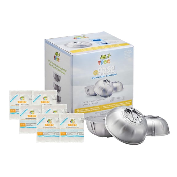 FROG @ease Replacement SmartChlor Cartridge 3 Pack with 6 Pack of Maintain for use with Hot Tub FROG @ease Floating System - Hot Tub Sanitizer System Supports Less Chlorine Use