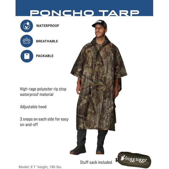 FROGG TOGGS Unisex Waterproof Breathable Poncho Tarp