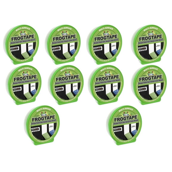 FROGTAPE 1358463 Multi-Surface Painter's Tape with PAINTBLOCK, Medium Adhesion, 0.94" Wide x 60 Yards Long, Green, 10 Pack