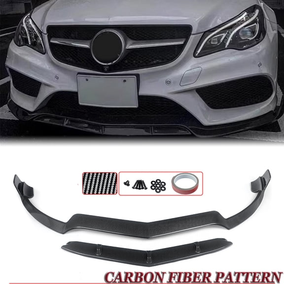 FRONT BUMPER LIP SPLITTER SPOILER CARBON FIBER ABS FOR MERCEDES BENZ E-CLASS W207 C207 COUPE AMG-LINE 2014 2015 2016