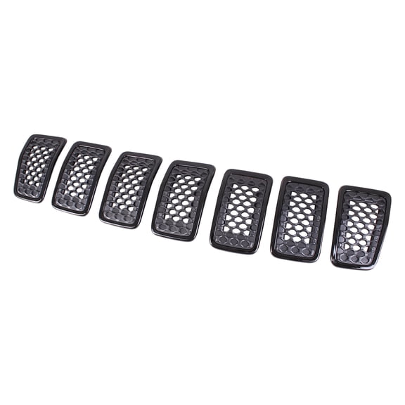 FRONT GRILLE; 7-PIECE SET; BLACK FRAME WITH BLACK INSERT; MADE OF ABS
